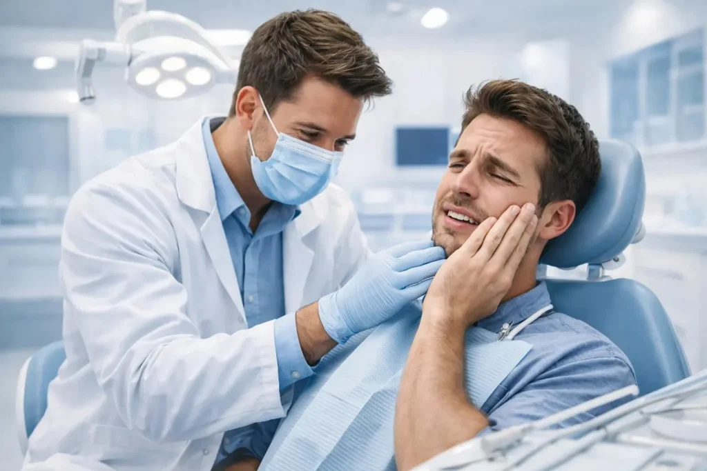 Urgências dentárias: paciente a ser observado em consulta nas Clínicas MyMedic
